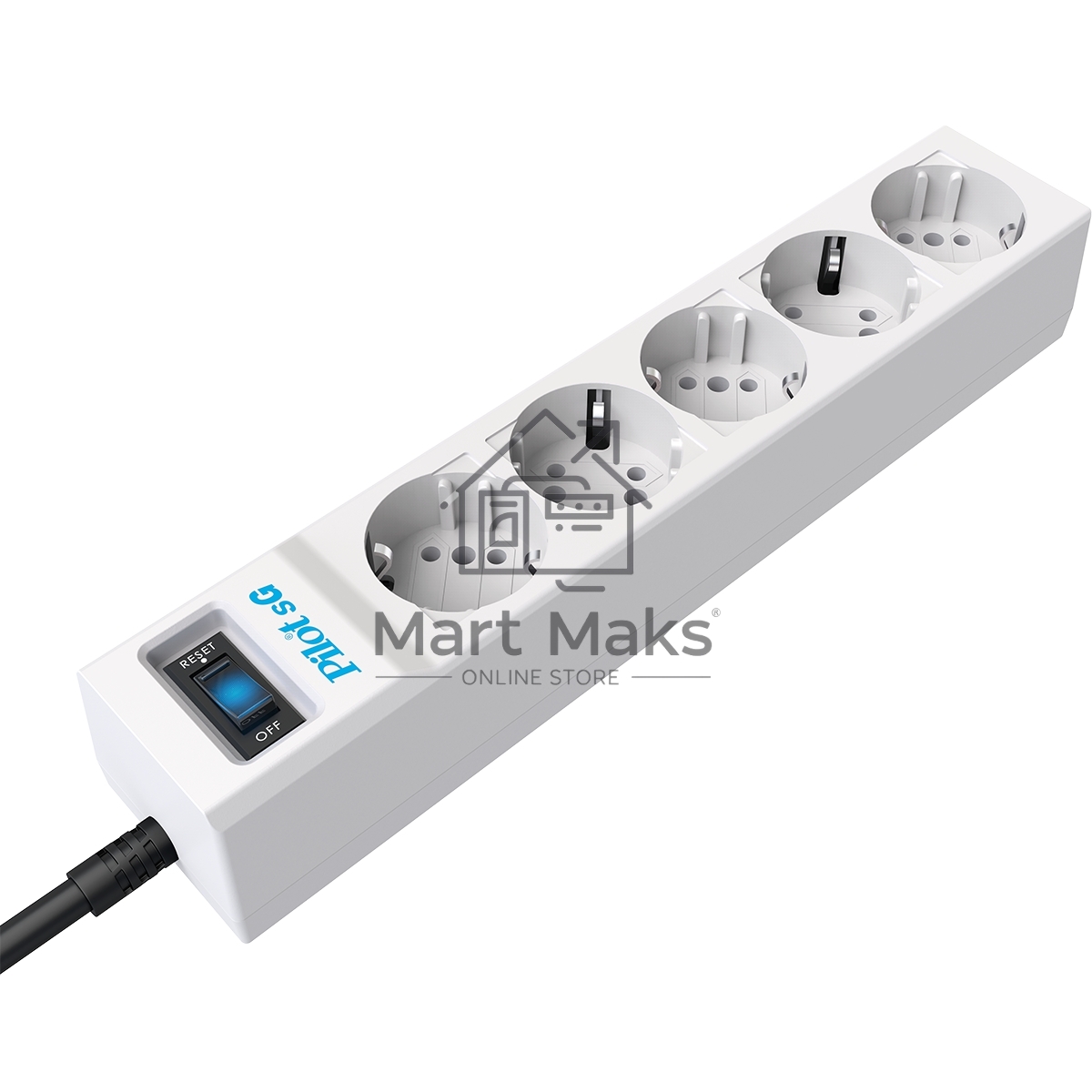 Сетевой фильтр ZIS PILOT Surge protector Pilot SG5 5 outlets (GP), 10A / 2.2kVt, automatic circuit-breaker, 3 m