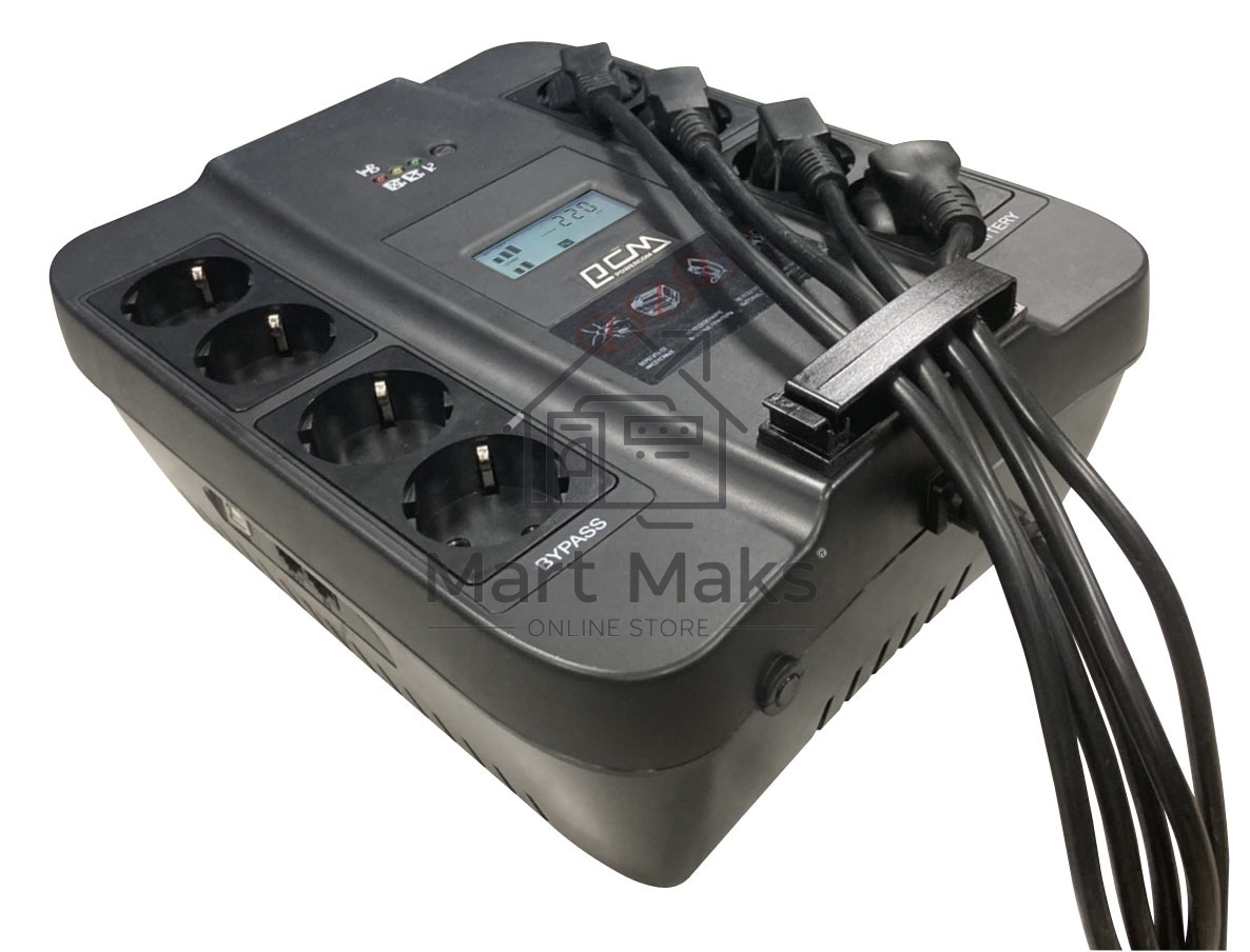 Источник бесперебойного питания Powercom Back-UPS SPIDER, Line-Interactive, LCD, AVR, 550VA/330W, Schuko, USB, black (1456259)