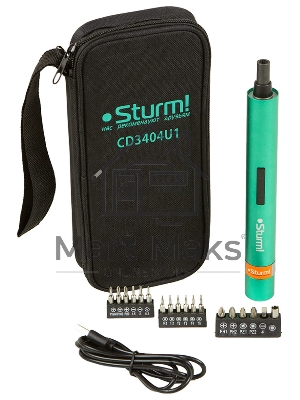 Отвертка Аккумуляторная Sturm! CD3404U1, 3,6 В, USB type C, набор бит, сумка, без ЗУ