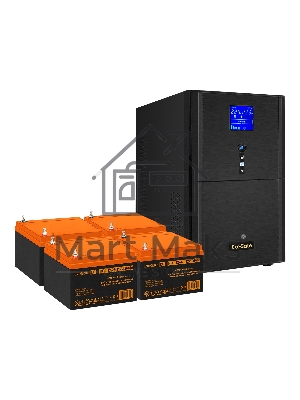 Комплект источника бесперебойного питания Exegate EX295991RUS + батарея 26Aч EX285663RUS 4шт (инвертор, синус, для котла) ExeGate SineTower SZ-5000.LCD.AVR.2SH.1C13.T.RJ.USB <5000VA/4000W, чистый синусоида, LCD дисплей, AVR, 2хSchuko+1хC13+клеммы, RJ45/11