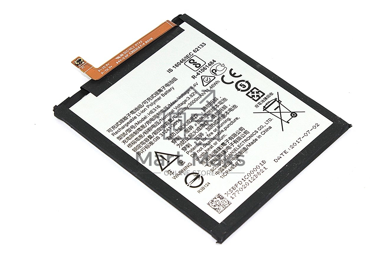 Аккумуляторная батарея HE316 для Nokia 6,TA-1021,TA-1033,TA-1000 3.82V / 3000mAh / 11.55Wh