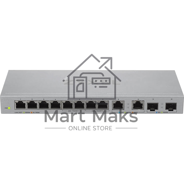 Коммутатор Zyxel XGS1010-12-ZZ0102F 8x1Гбит/с 2x2.5Гбит/с 2SFP+ неуправляемый