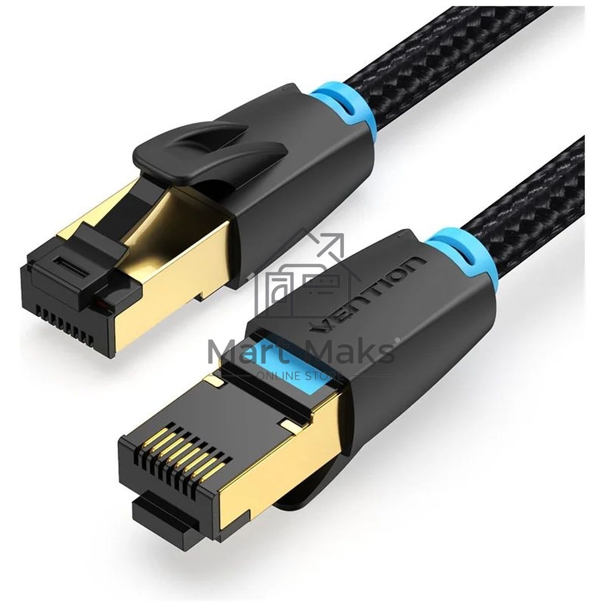 Патч-корд Vention прямой SFTP cat.8 RJ45 - 3м. черный Тканевая оплетка