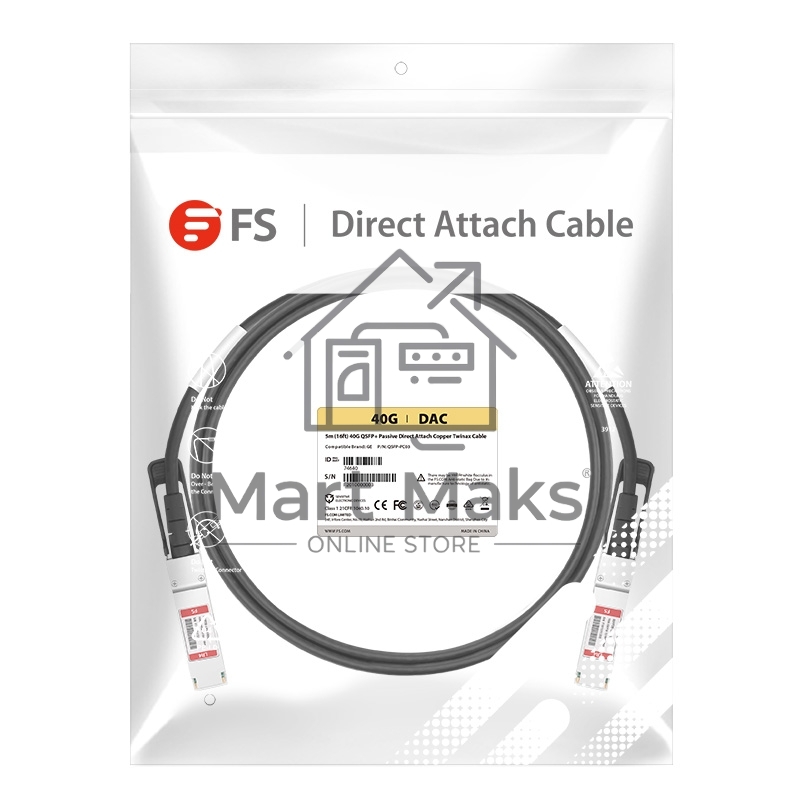 Твинаксиальный медный кабель 1m (3ft) Generic Compatible 40G QSFP+ Passive Direct Attach Copper Cable