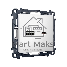 Комплект механизма розетки ALFA Белый матовый 2USB A+C 20W (быстрая зарядка) QUANT (AP1310, VM177) MA131010