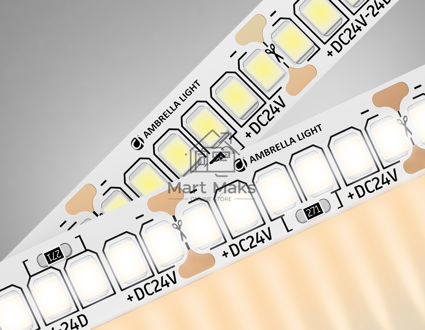 Светодиодная лента Ambrella light GS3501 2835 240Led /22W m/ 24V IP20 3000K/ 5000*10*1.2mm (2 конт.)
