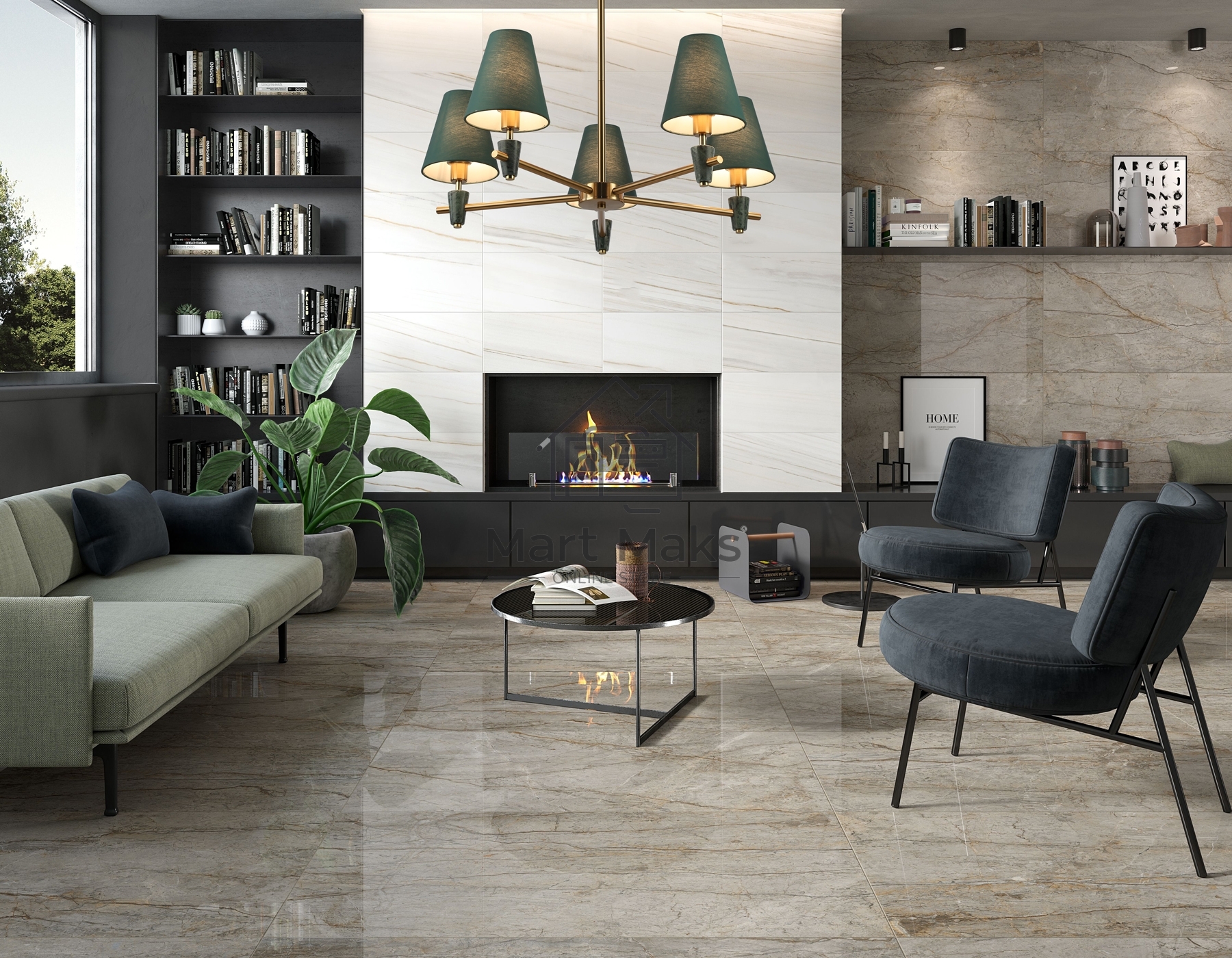 Люстра Ambrella light LH75051/5 BS/GN латунь/зеленый E14*5 max 40W D700*580