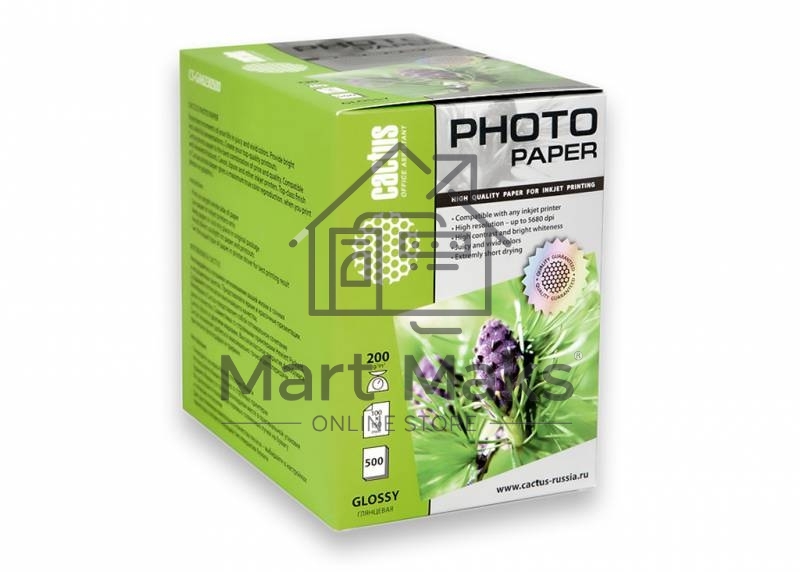 Фотобумага Cactus CS-GA6200500 глянцевая A6 200 г/м2 500 листов.