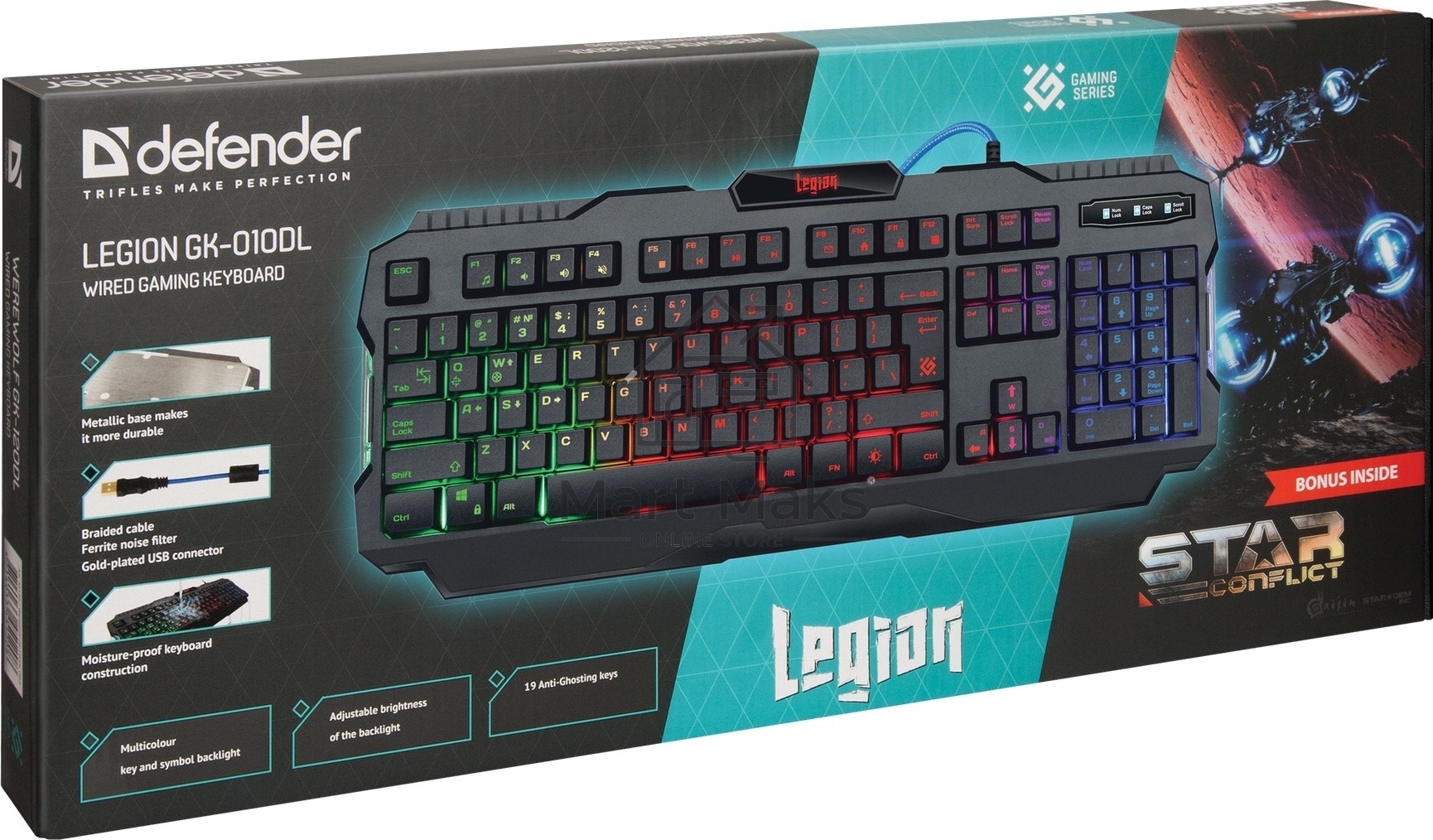 Клавиатура Defender Legion GK-010DL RUпроводная, USB, черный