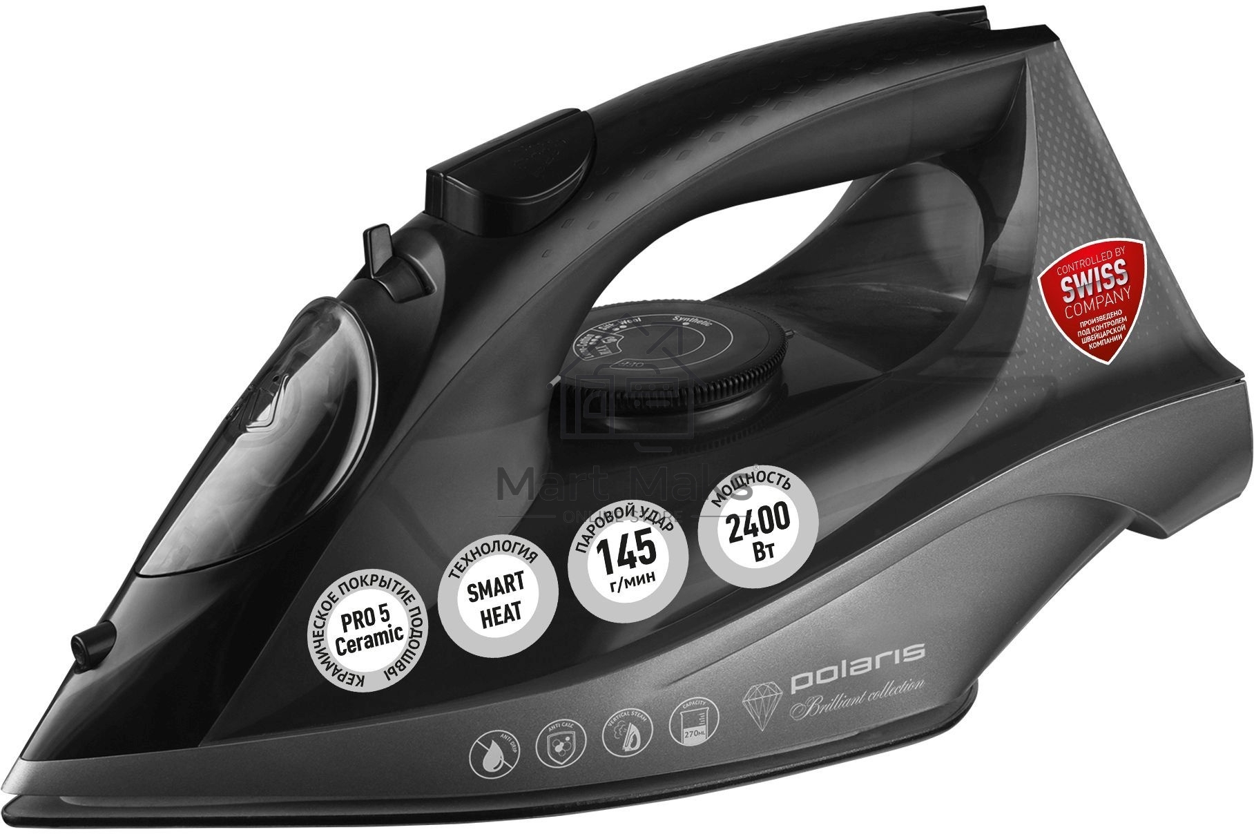 Утюг POLARIS PIR 2430K черный 2400Вт