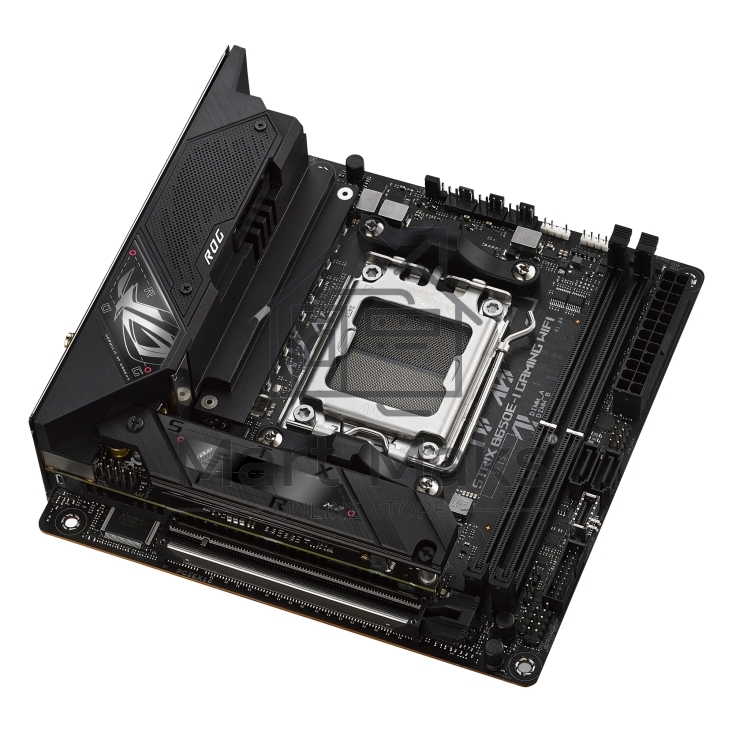 Материнская плата ASUS ROG STRIX B650E-I GAMING WIFI, AM5, AMD B650, 2xDDR5, 2xSATA, 2xM.2, 1xPCIe 5.0 x16, 1xHDMI, 1x 2.5Gb LAN, 4xUSB-A 3.2 Gen 2, 1xUSB-A 3.2 Gen 1, 1xUSB-C 3.2 Gen 2x2, 3x3.5 мм, 7.1, Mini-ITX