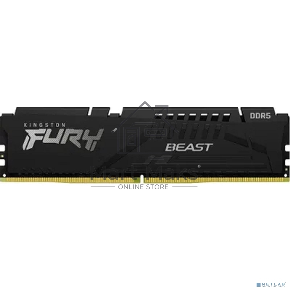 Оперативная память Kingston Fury Beast, DDR5, 32GB (1x32GB), 6000MHz, CL30, DIMM, с радиатором, черный