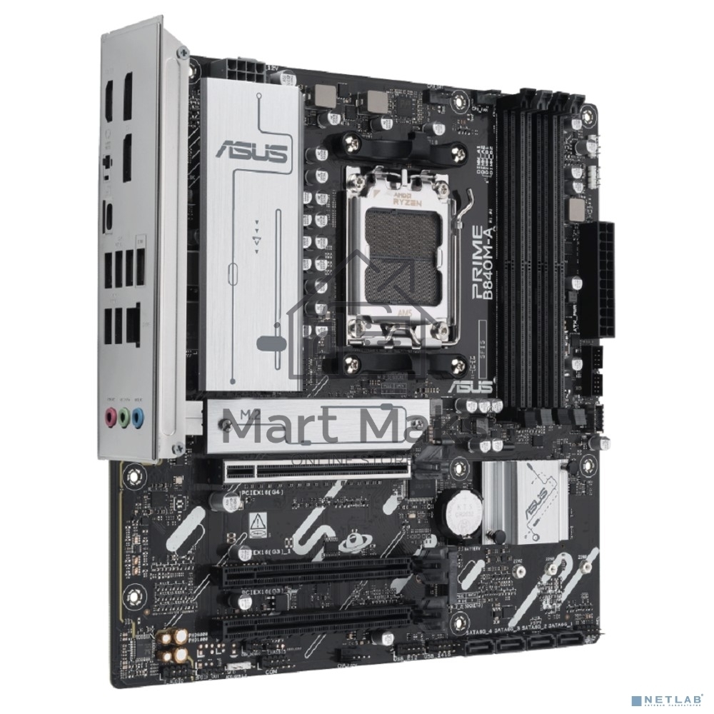 Материнская плата ASUS PRIME B840M-A-CSM, AM5, AMD B840, 4xDDR5, 4xSATA, 3xM.2, 1xPCI-E 4.0 x16, 2xPCI-E 3.0 x16, 1xRealtek 2.5Gb LAN, 2xUSB-A 10Gbps, 1xUSB-C 5Gbps, 4xUSB-A 2.0, 3x3.5 мм, 7.1, micro-ATX