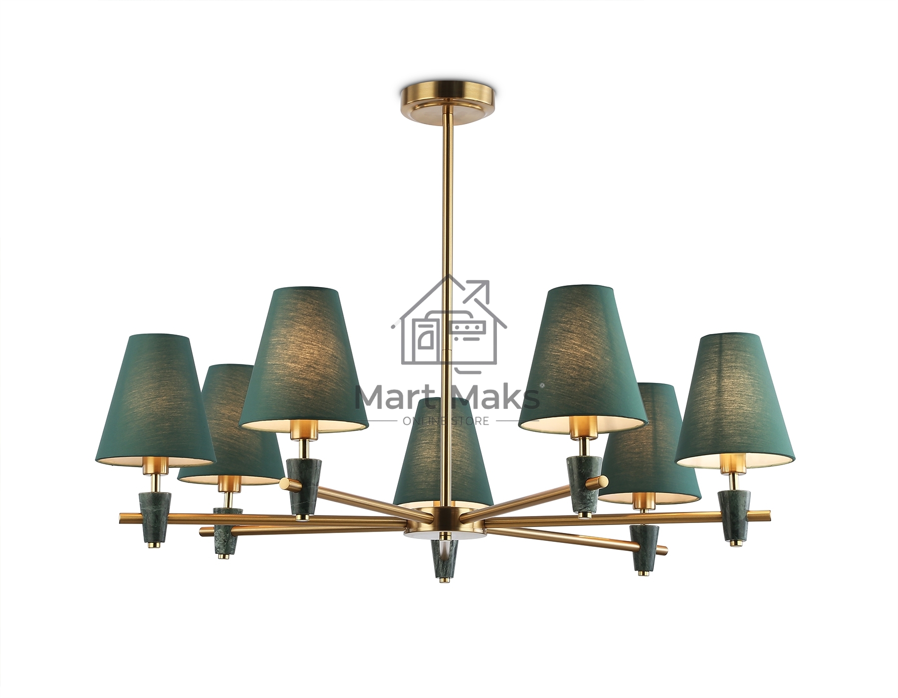 Люстра Ambrella light LH75053/7 BS/GN латунь/зеленый E14*7 max 40W D840*580