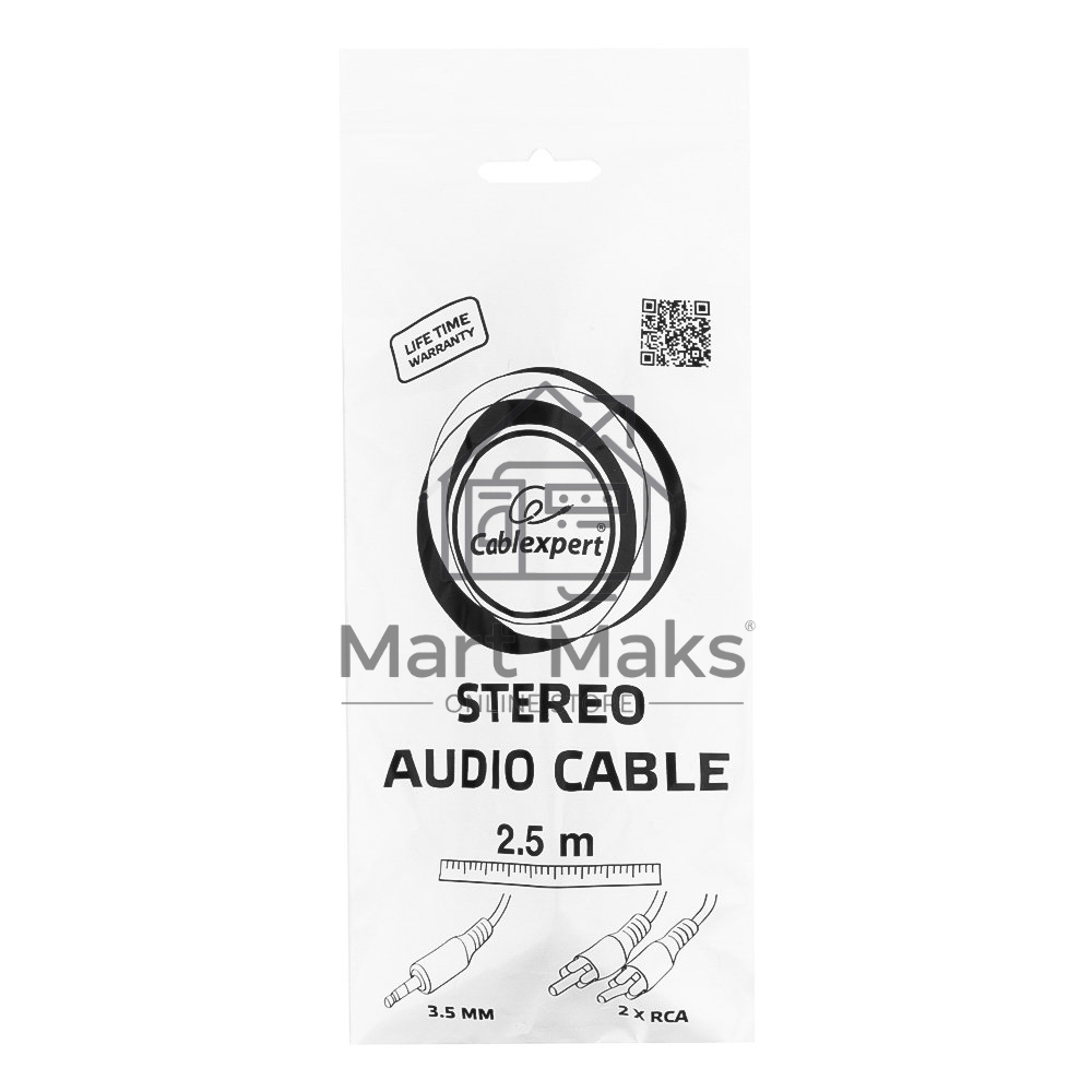 Кабель аудио Gembird Jack3.5 / 2xRCA, 2.5м