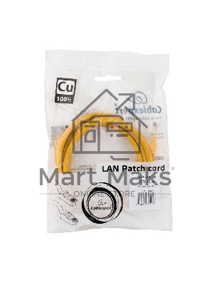 Патч-корд медный UTP Cablexpert PP10-1.5M/Y кат.5e, 1.5м, литой, многожильный, желтый