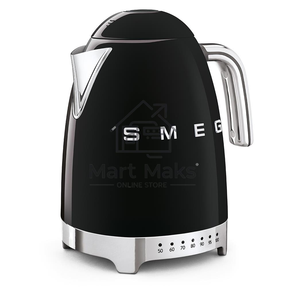 Чайники SMEG Чайники SMEG/ Стиль 50-х г., чайник электрический, 1.7 л, 2400 Вт, корпус из нержавеющей стали, черный