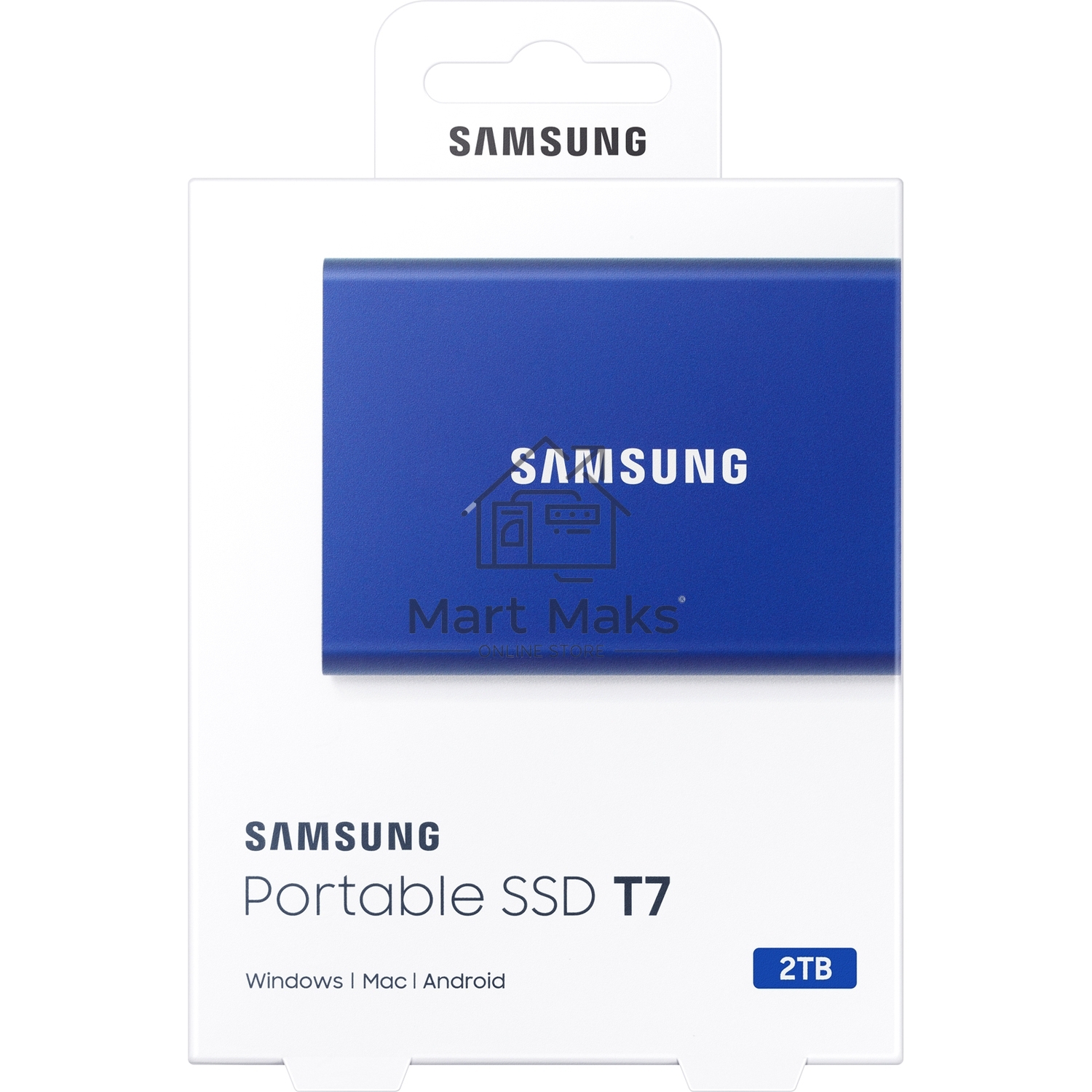 Твердотельный накопитель Samsung SSD 2TB T7, USB Type-C, R/W 1000/1050MB/s, Blue