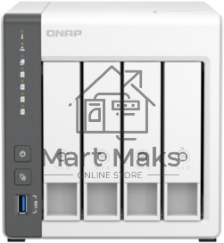 Сетевое хранилище SMB QNAP TS-433-4G NAS 4 HDD trays. ARM 4-core Cortex-A55 2.0GHz, ram 4 GB (max), 1x1GbE, 1x2.5GbE, 2xUSB 2.0 port,1xUSB 3.2 Gen 1