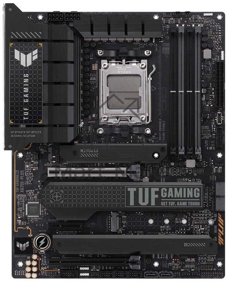 Материнская плата ASUS TUF GAMING X670E-PLUS, AM5, AMD X670, 4xDDR5, 4xSATA, 4xM.2, 1xPCI-E 5.0 x16, 1xPCI-E 4.0 x4, 3xUSB-A 3.2 Gen 2, 5xUSB-A 3.2 Gen 1, 1xUSB-C 3.2 Gen 2, 1xUSB-C 3.2 Gen 2x2, 1x2.5Gb LAN, 5x3.5 мм, 7.1, Standard-ATX