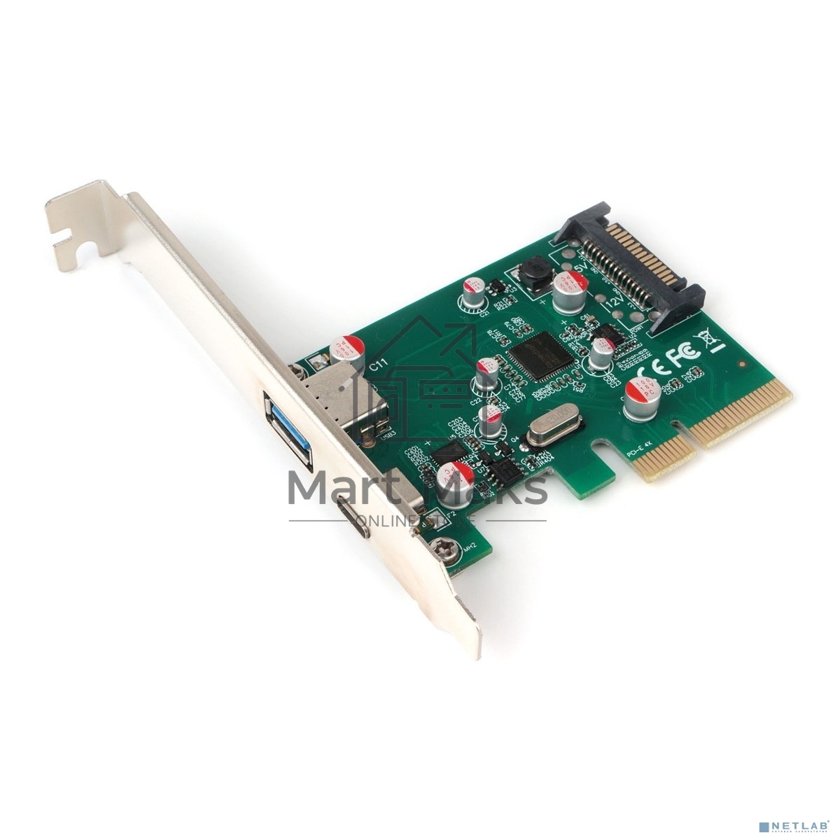 Контроллер USB Gembird SPCR-02, в PCI, порты: 2 внешн. USB 3.0 Type-C