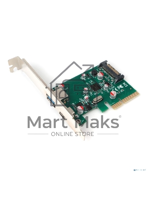 Контроллер USB Gembird SPCR-02, в PCI, порты: 2 внешн. USB 3.0 Type-C
