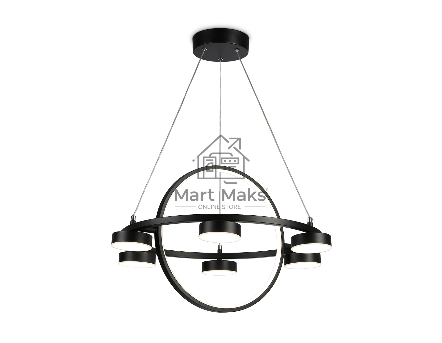 Светильник Ambrella light FL51775/2+6 BK черный 3000K/4200K/6400K 58W D600/380*1200 (ПДУ ИК)
