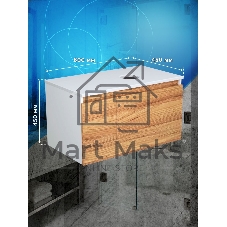 Комплект: тумба Bau Dream Blackwood 80, раковина прямоугольная BAU Cerama 48х37, мрамор, смеситель Hotel Black, черный матовый
