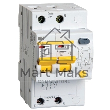 Выключатель автоматический дифференциального тока 2п C 40А 30мА тип AC 4.5кА АД-12 IEK MAD10-2-040-C-030