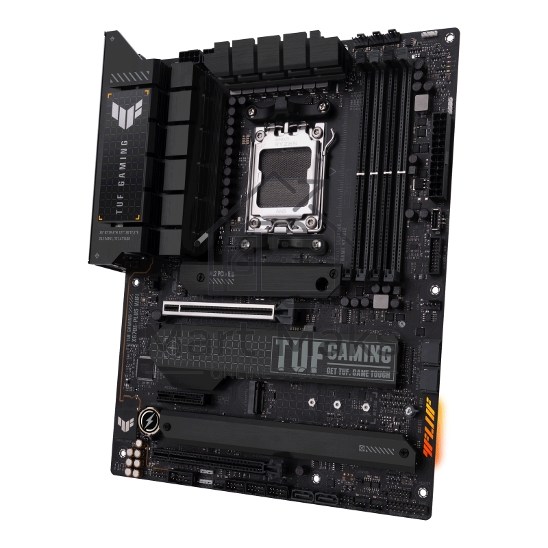 Материнская плата ASUS TUF GAMING X670E-PLUS, AM5, AMD X670, 4xDDR5, 4xSATA, 4xM.2, 1xPCI-E 5.0 x16, 1xPCI-E 4.0 x4, 3xUSB-A 3.2 Gen 2, 5xUSB-A 3.2 Gen 1, 1xUSB-C 3.2 Gen 2, 1xUSB-C 3.2 Gen 2x2, 1x2.5Gb LAN, 5x3.5 мм, 7.1, Standard-ATX