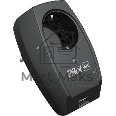 Сетевой фильтр Pilot Bit (USB) (1 розетка) черный (коробка)