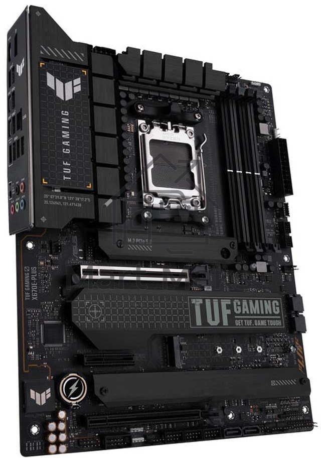 Материнская плата ASUS TUF GAMING X670E-PLUS, AM5, AMD X670, 4xDDR5, 4xSATA, 4xM.2, 1xPCI-E 5.0 x16, 1xPCI-E 4.0 x4, 3xUSB-A 3.2 Gen 2, 5xUSB-A 3.2 Gen 1, 1xUSB-C 3.2 Gen 2, 1xUSB-C 3.2 Gen 2x2, 1x2.5Gb LAN, 5x3.5 мм, 7.1, Standard-ATX