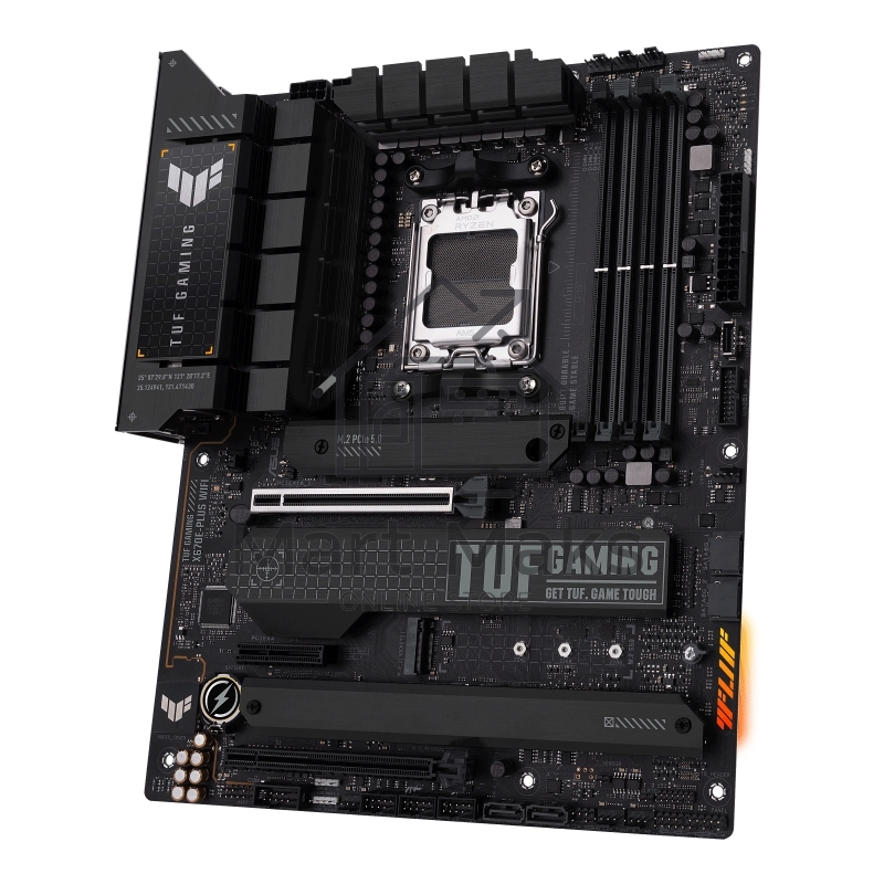 Материнская плата ASUS TUF GAMING X670E-PLUS, AM5, AMD X670, 4xDDR5, 4xSATA, 4xM.2, 1xPCI-E 5.0 x16, 1xPCI-E 4.0 x4, 3xUSB-A 3.2 Gen 2, 5xUSB-A 3.2 Gen 1, 1xUSB-C 3.2 Gen 2, 1xUSB-C 3.2 Gen 2x2, 1x2.5Gb LAN, 5x3.5 мм, 7.1, Standard-ATX