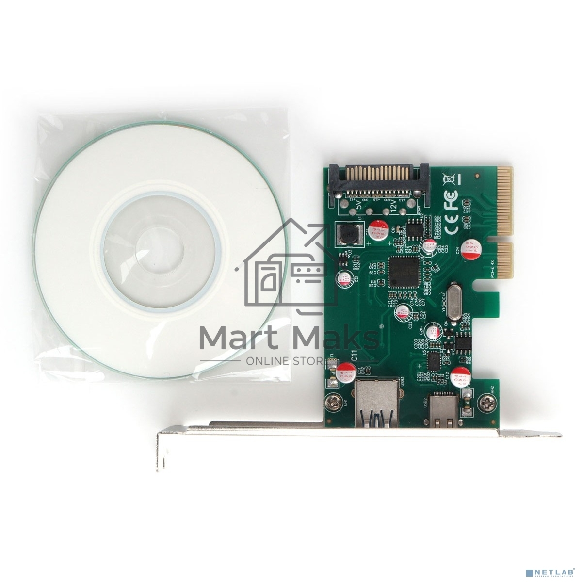 Контроллер USB Gembird SPCR-02, в PCI, порты: 2 внешн. USB 3.0 Type-C