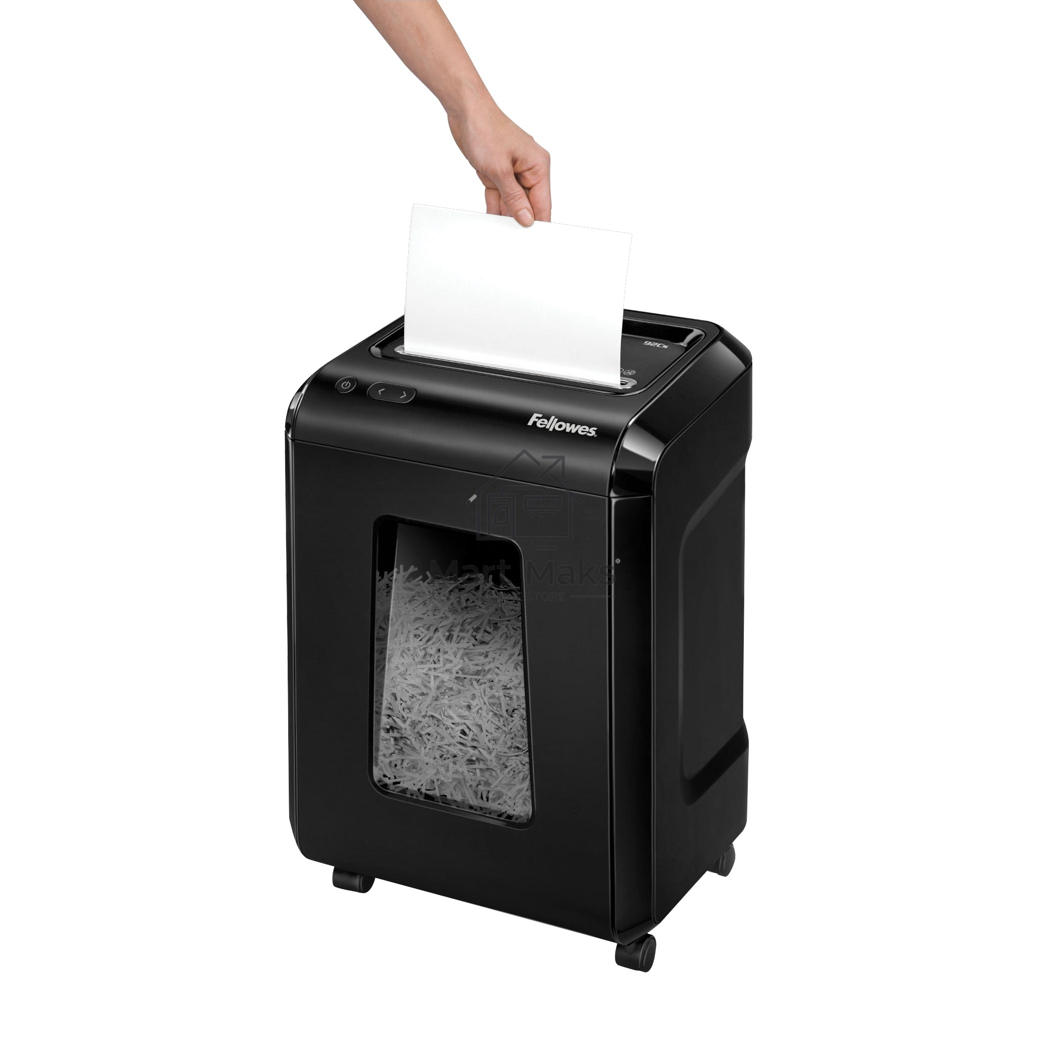 Шредер Fellowes Powershred 92Cs FS-1719301 P-4, 4х38мм, 18лст., 25лтр., уничтожает: скобы, карты, скрепки, CD