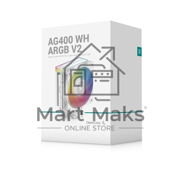 Кулер для процессора DEEPCOOL AG400 WH ARGB V2 белый 120мм алюминий+медь 2100rpm 31.6db 4-pin 220W 152мм
