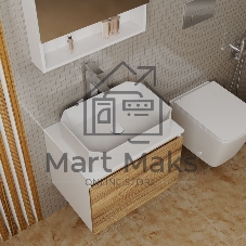 Комплект для ванной, 4 предмета (Тумба подвесная Bau Blackwood 60 + Раковина BAU Hotel 51х37, Смеситель высокий Hotel Still, нерж. сталь, выпуск)