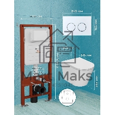 Комплект BAU 6 в 1: усиленная инсталляция BAU IDEAL, унитаз подвесной безободковый Bau Nimb Hurricane смыв торнадо, быстросъемное тонкое сиденье дюропласт микролифт, клавиша BAU Round, белый/хром