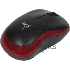 Мышь беспроводная Logitech M185, красный, 1000 dpi, радиоканал, USB, кнопки - 3