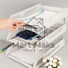 Лоток горизонтальный Deli E9209 для бумаг 268х336х118мм ассорти