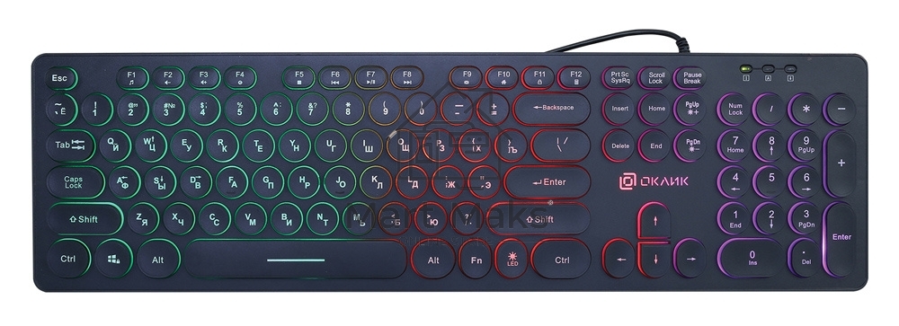 Клавиатура Oklick 420MRL черный USB slim Multimedia LED