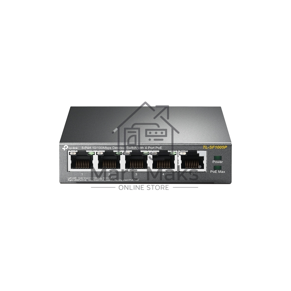 Коммутатор TP-Link SMB TL-SF1005P 5-портовый 10/100 Мбит/с настольный коммутатор с 4 портами PoE 