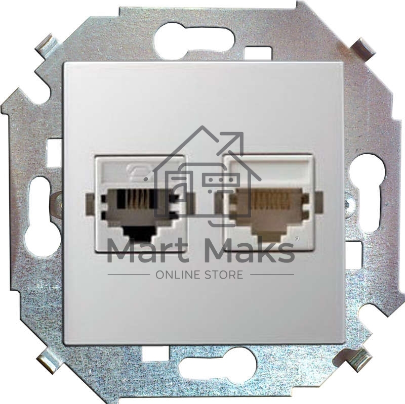 Розетка компьютерная двойная RJ45 кат.5е, Systimax 1591593-030 Simon белый