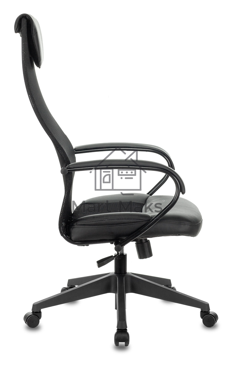 Кресло руководителя Бюрократ CH-608/BLACK TW-01 TW-11 черный, спинка сетка, искусст.кожа/ткань