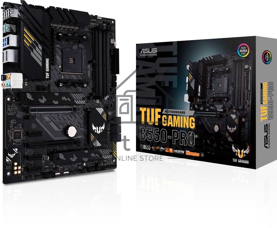 Материнская плата ASUS TUF GAMING B550-PRO, AM4, AMD B550, 4xDDR4, 6xSATA, 2xM.2, 1xPCIe 4.0 x16, 1xPCIe 3.0 x16, 3xPCIe x1, 1xHDMI, 1xDP, 1x 2.5Gb LAN, 4xUSB 2.0, 2xUSB 3.2 Gen 1, 1xUSB 3.2 Gen 2, 1xUSB-C 3.2 Gen 2, 5x3.5 мм, 7.1, ATX