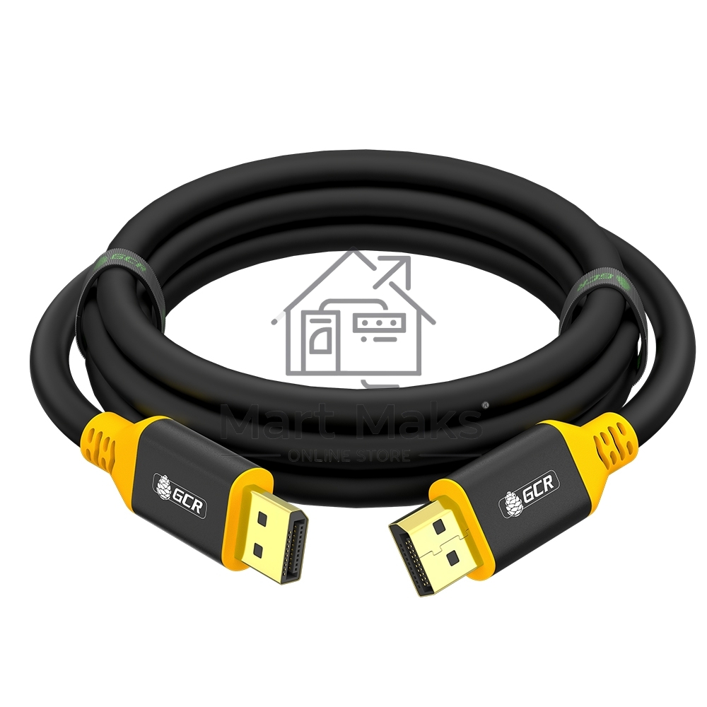 Кабель GCR 7.0m DisplayPort v1.2, черный, AL case, желтый ПВХ, 28/28 AWG, GCR-54440