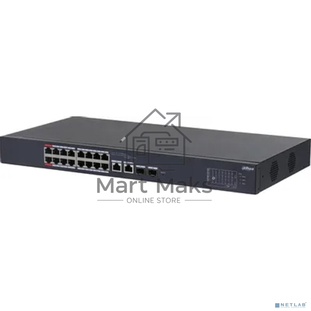 Коммутатор Dahua DH-CS4218-16ET-135 (L2) 16x100Мбит/с 2xКомбо (1000BASE-T/SFP) 16PoE 135W управляемый
