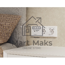Комплект механизма розетки ALFA Белый матовый 2USB A+C 20W (быстрая зарядка) QUANT (AP1310, VM177) MA131010