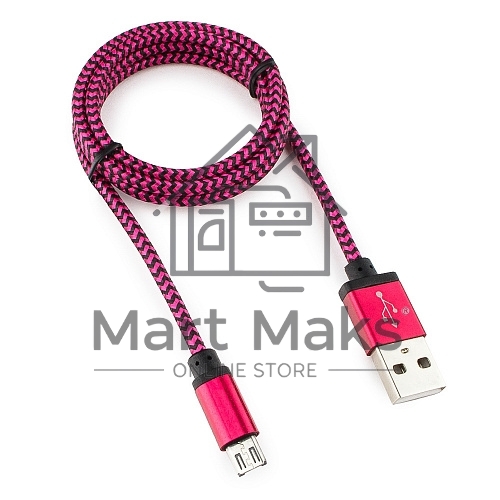 Кабель Gembird USB 2.0 Cablexpert CC-mUSB2pe1m, AM/microBM 5P, 1м, нейлоновая оплетка, алюминиевые разъемы, фиолетовый, пакет