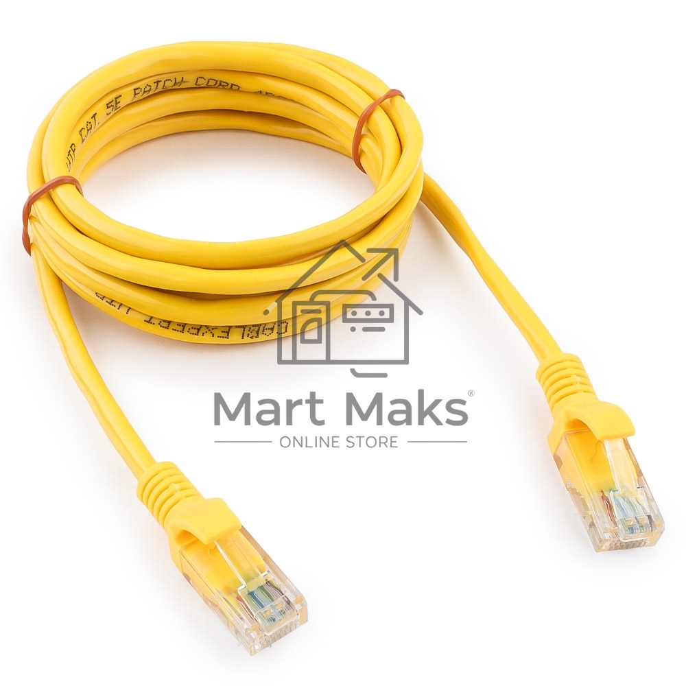 Патч-корд медный UTP Cablexpert PP10-2M/Y кат.5e, 2м, литой, многожильный (жёлтый)